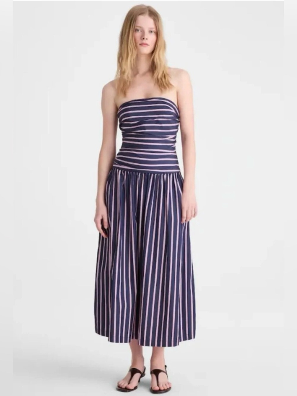 Madewell Strapless Ruched Midi Dress